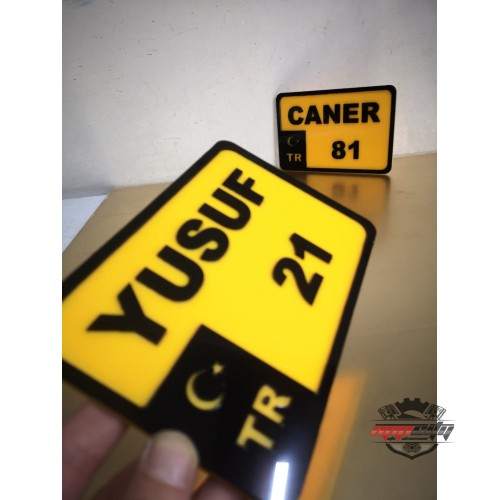 Appcity Isme Özel Kabartma Pleksi Dekor Motor Plaka, Bisiklet Pleksi Plaka